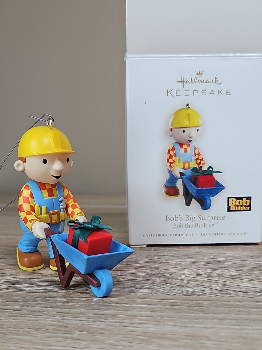 Hallmark Bob the Builder Bob's Big Surprise Yellow and Blue Wheelbarrow Ornament